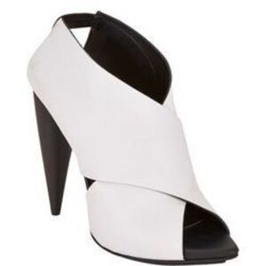 Proenza Schouler White Criss Cross Strap Black Platform Heels Sandals $895 37